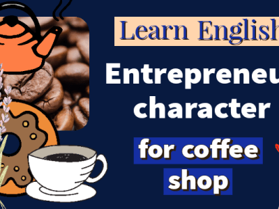 Learn English Entrepreneur character for coffee&nbsp;shop