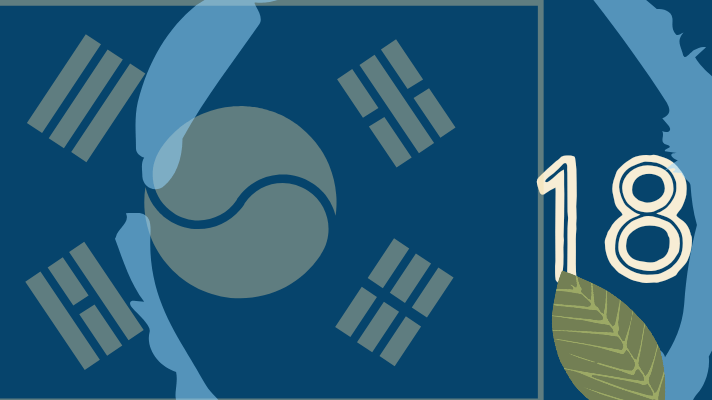 Korean flag, number 18, leaf