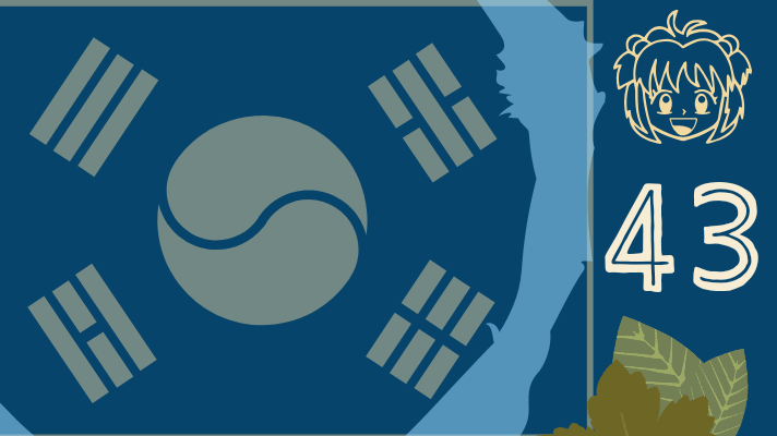 Korean flag, anime face, number 43