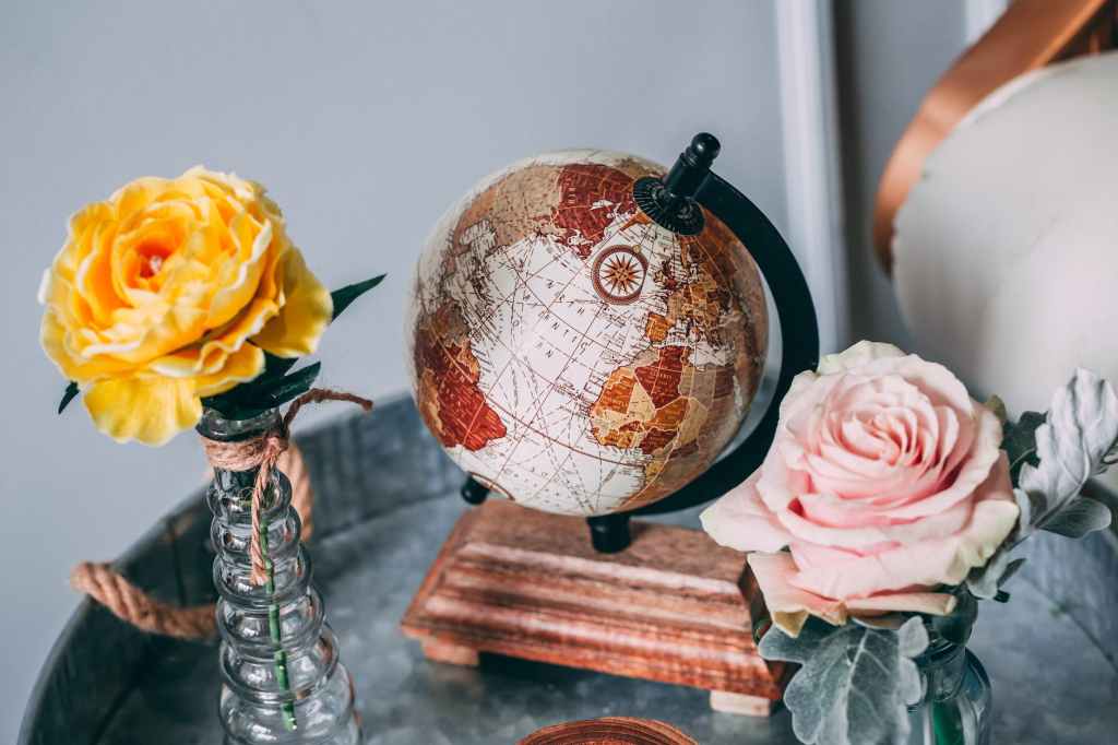 Globe and roses